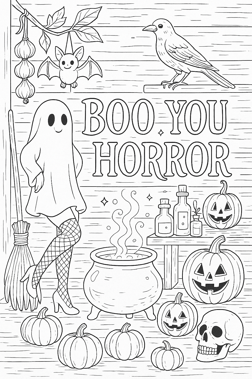 Colouring pages *DOWNLOAD OPTION AVAILABLE* - boo you horror