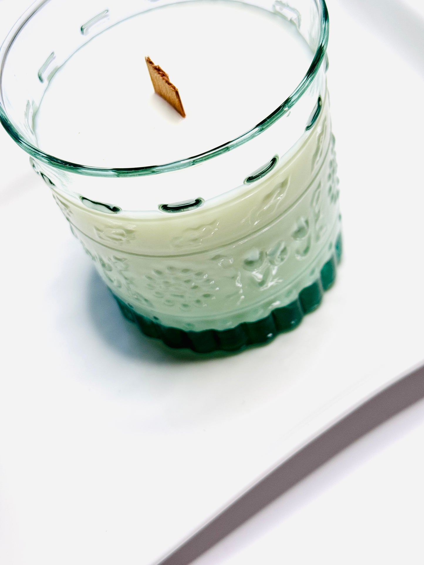 Thrifted glassware candles - Lemon Shortbread