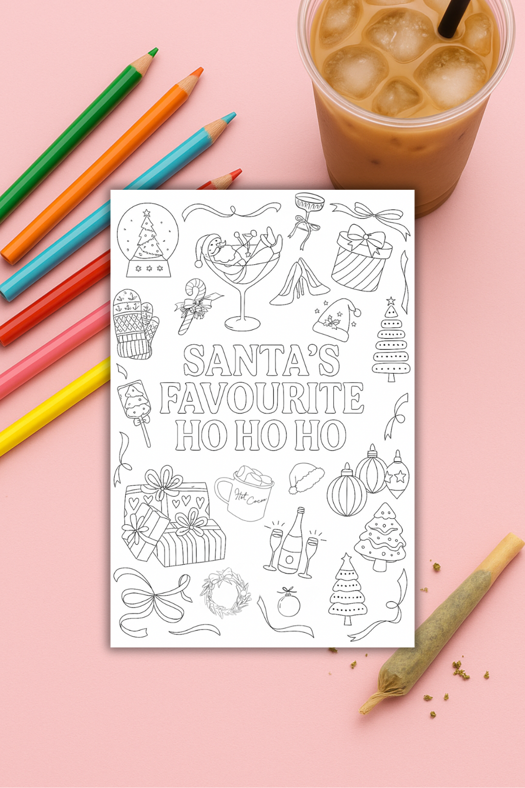 Colouring pages *DOWNLOAD OPTION AVAILABLE* - Santa’s favourite ho ho ho