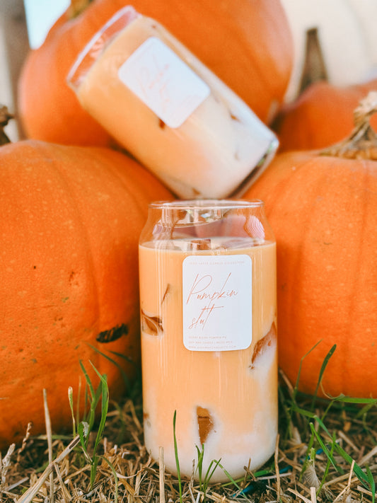 New curated glassware candles - pumpkin caramel