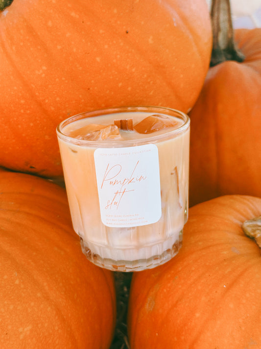 Thrifted glassware candles - pumpkin caramel