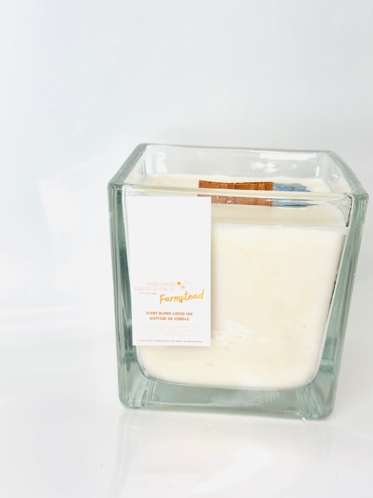 Thrifted glassware candle jar - Sea Salt