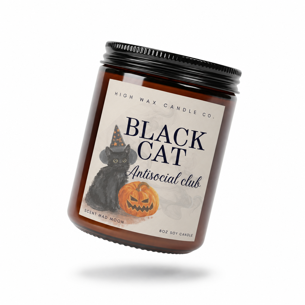 Candle with Black Cat label