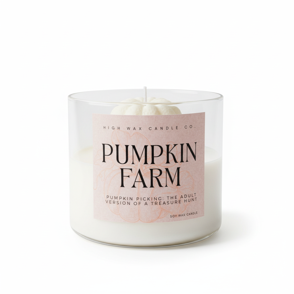 Assorted scented Pumpkin Farms | 16oz Thrifted Glassware Candle | High Wax Candle Co.