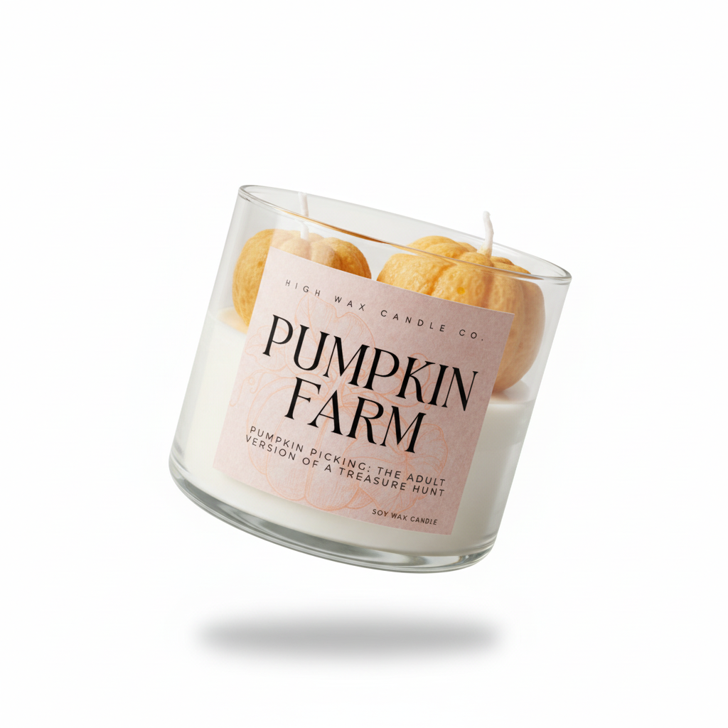 Assorted scented Pumpkin Farms | 16oz Thrifted Glassware Candle | High Wax Candle Co.