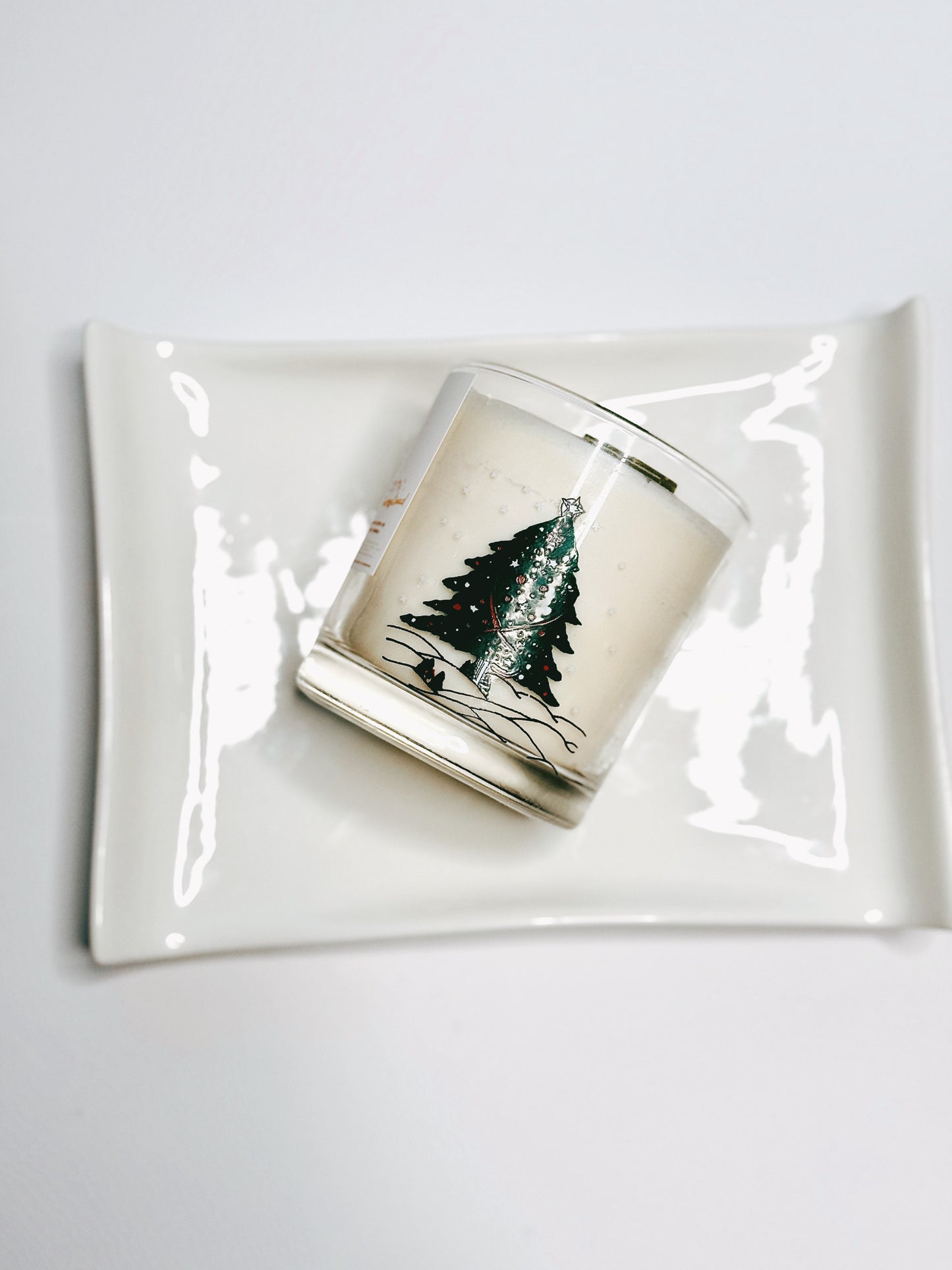 Thrifted glassware candles - old fashioned Christmas