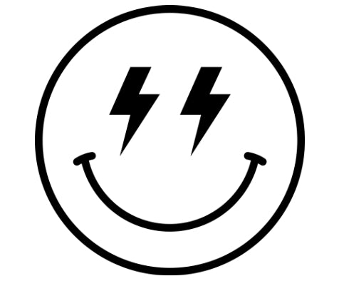 Vinyl vehicle decals - smiley face lightening bolt eyes