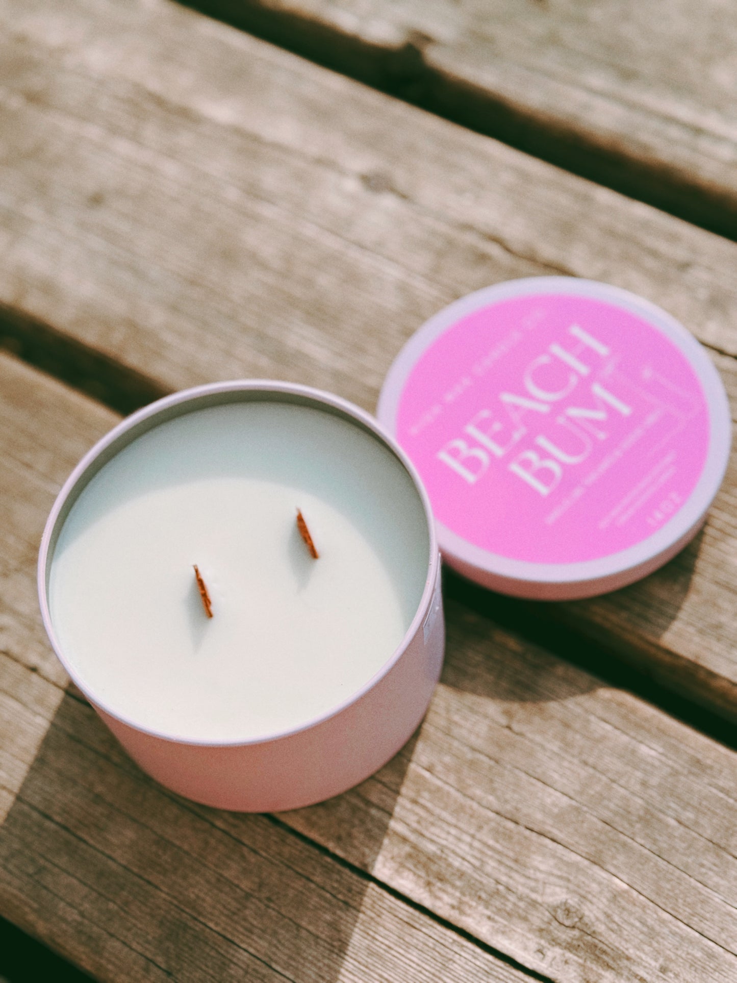 Pink tin candles - coconut cream