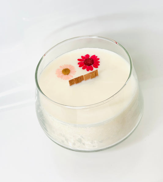 Thrifted glassware candle jar - Sea salt