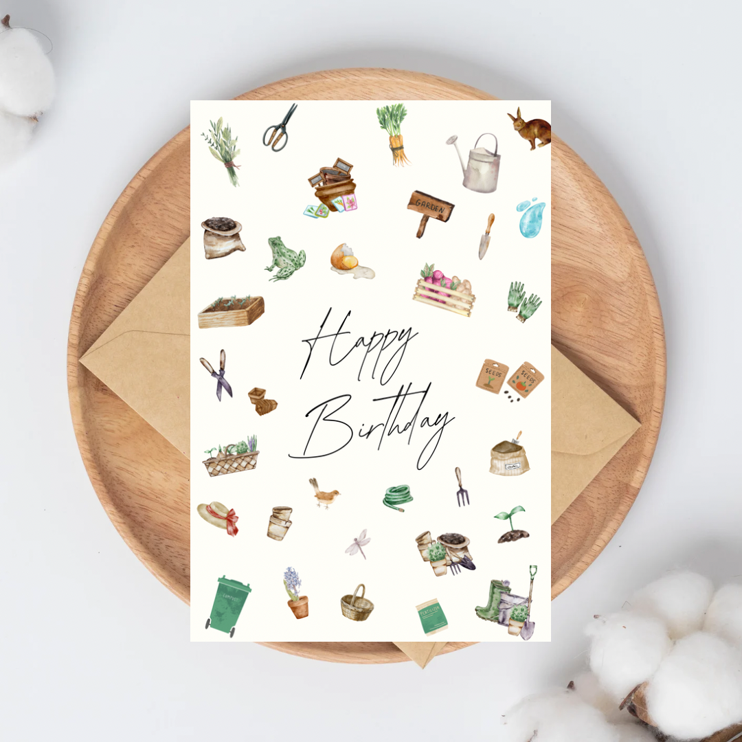 Birthday Cards - Happy Birthday (garden themed)