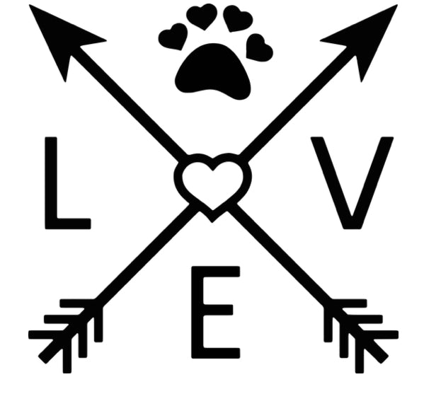 Vinyl vehicle decals - LOVE arrows and paw print