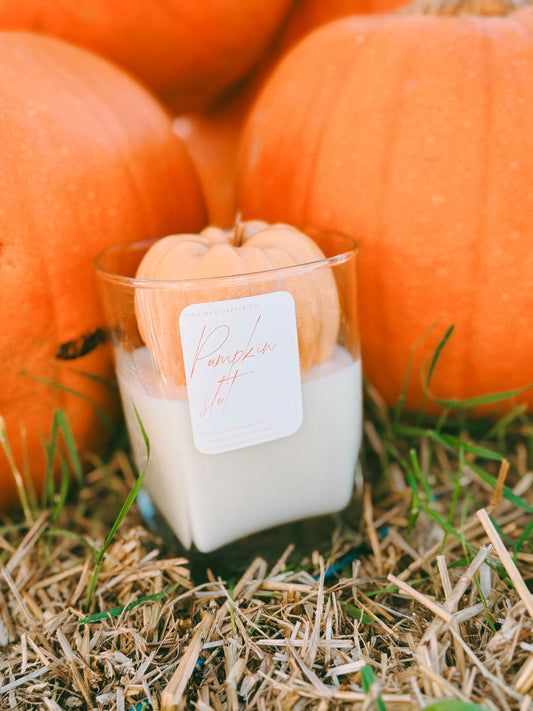 Thrifted glassware candles - pumpkin caramel