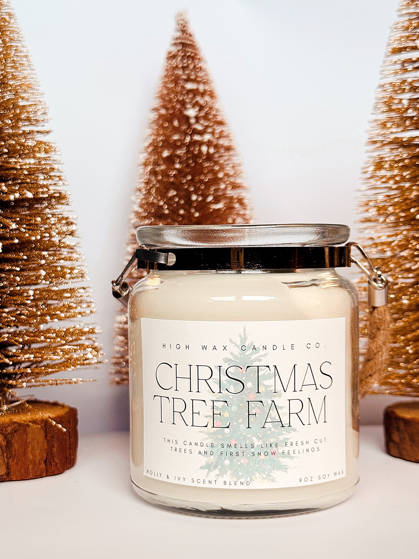 9oz (new) wicker handled candles - Holly & Ivy