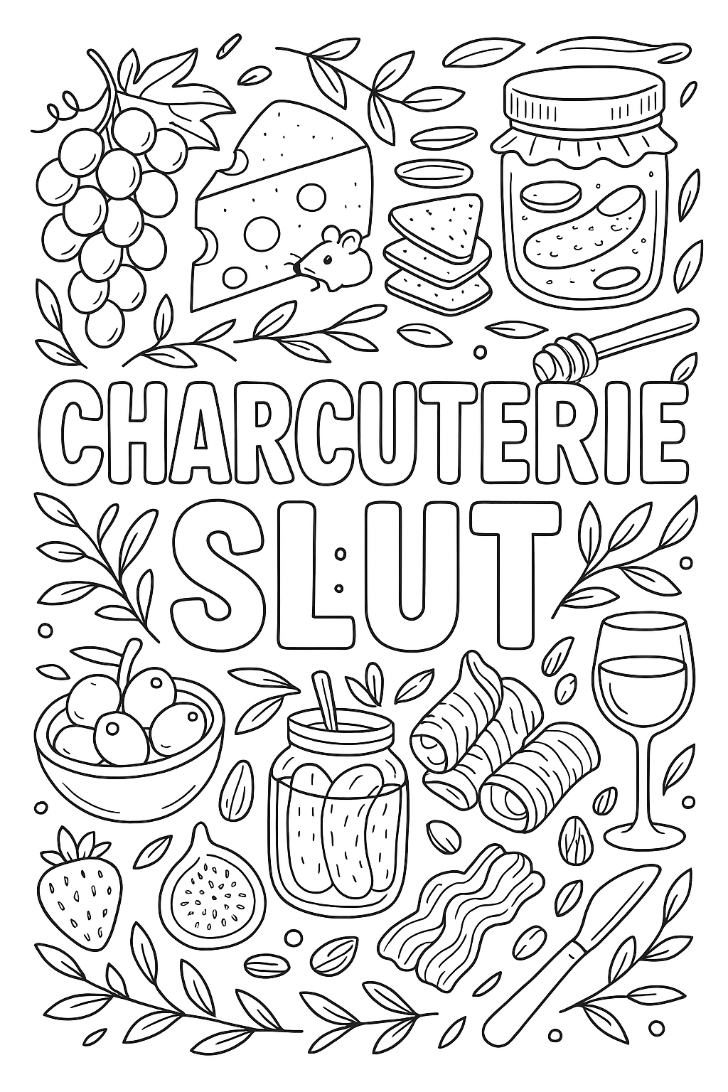 Colouring pages *DOWNLOAD OPTION AVAILABLE* - Charcuterie slut
