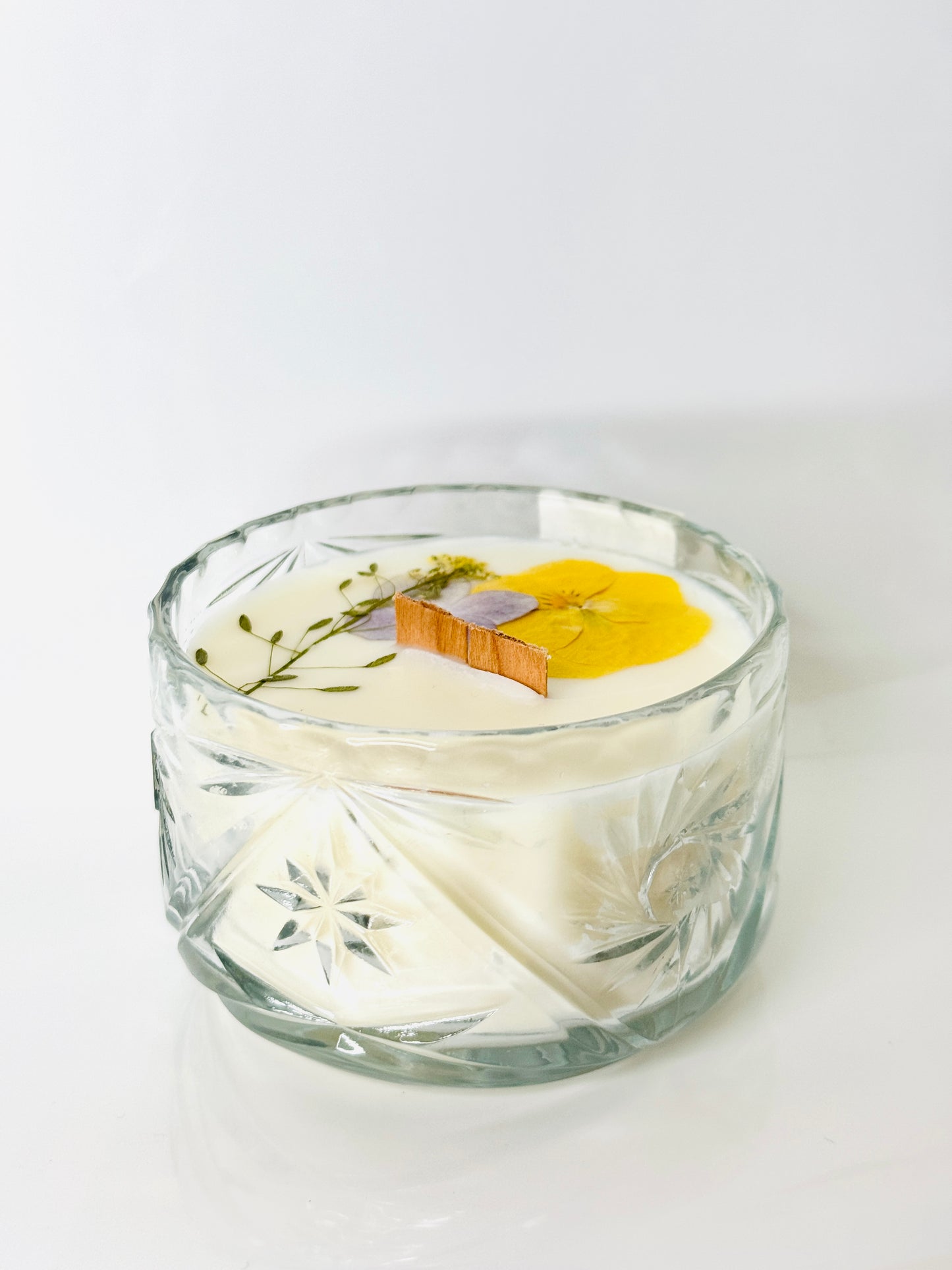 Thrifted glassware candle jar - Blackberry Sage