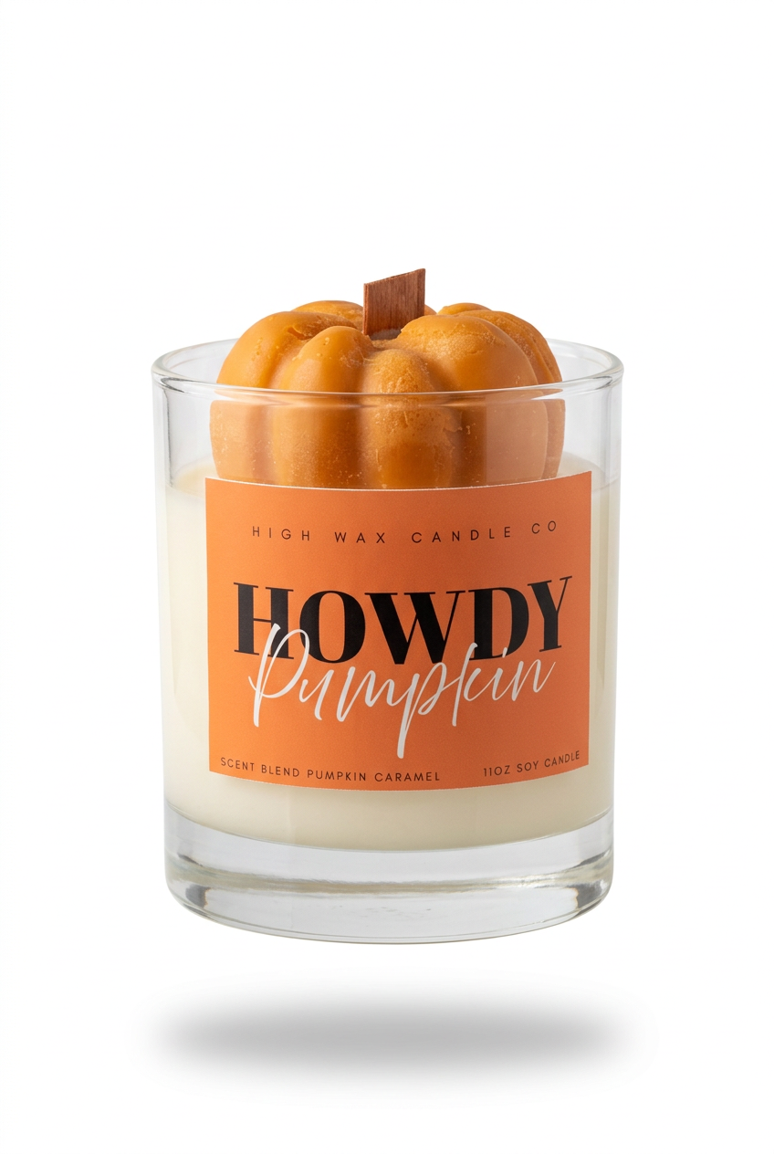 CARAMEL PUMPKIN | 10oz thrifted curated Glassware Candle | High Wax Candle Co.