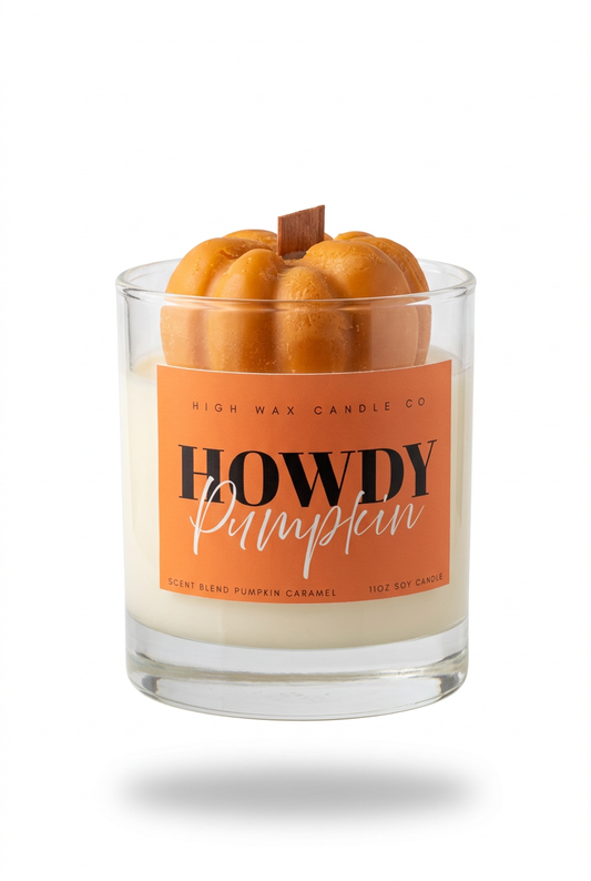 CARAMEL PUMPKIN | 10oz thrifted curated Glassware Candle | High Wax Candle Co.