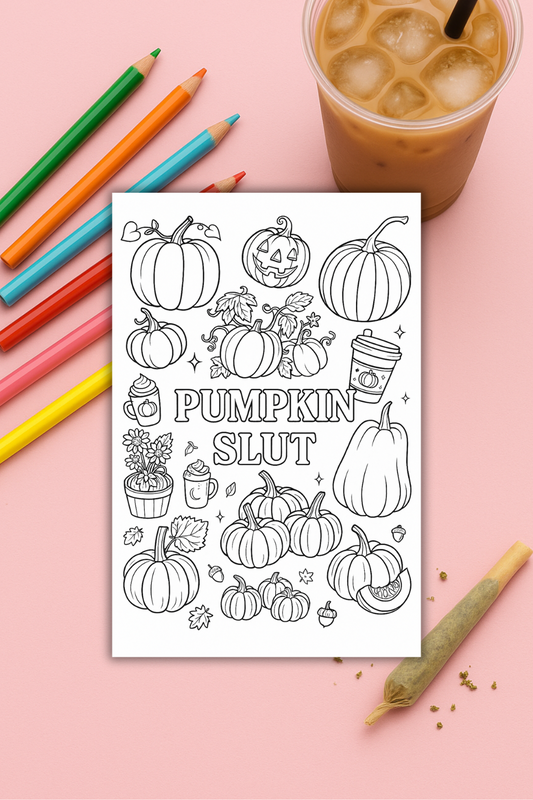 Colouring pages *DOWNLOAD OPTION AVAILABLE* - Pumpkin slut
