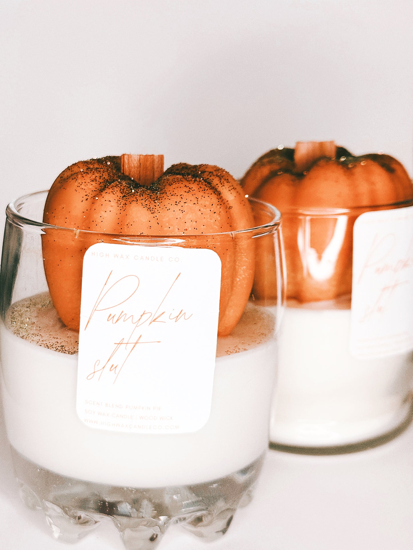 Thrifted glassware candles - pumpkin pie