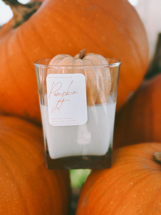Thrifted glassware candles - pumpkin caramel
