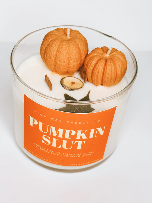 Thrifted glassware candles - pumpkin pie