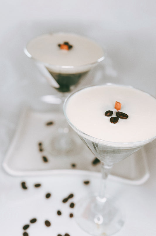 Thrifted glassware candles - espresso martinis 🍸