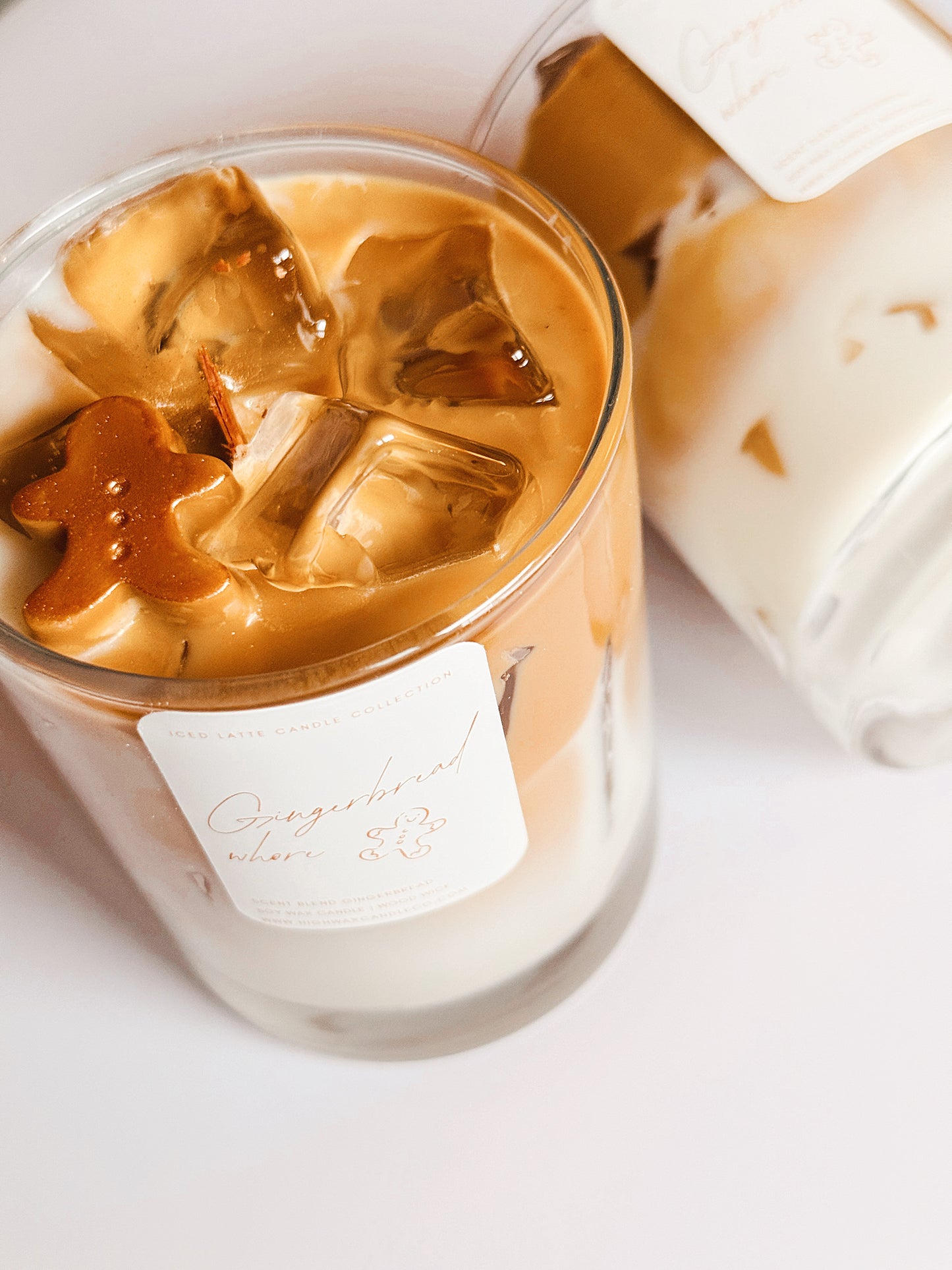 Thrifted glassware candles *iced latte style* - Gingerbread