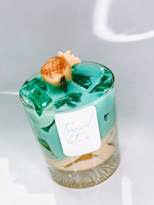 Thrifted glassware candles *iced latte style* - Tropical Splash