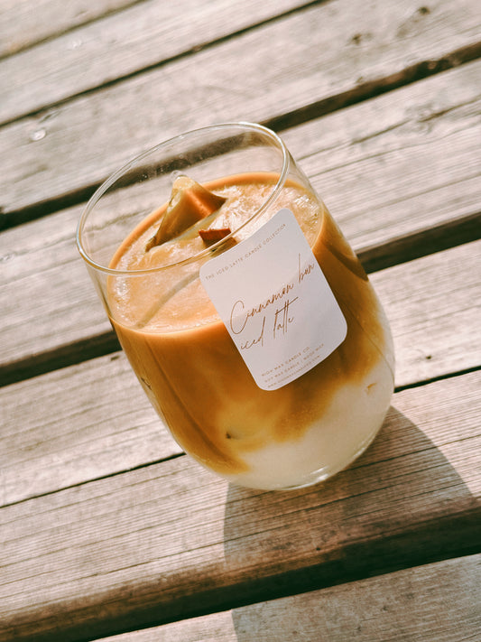 Thrifted glassware candles - cinnamon bun latte