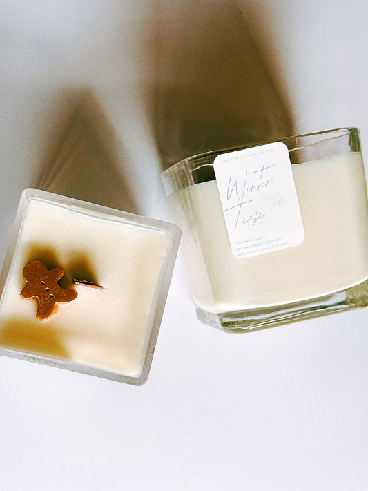 Thrifted glassware candles - Winter Tease