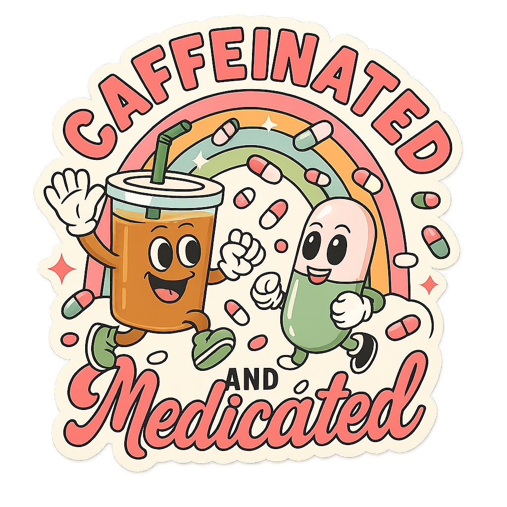 Sticker - caffeinated & medicated