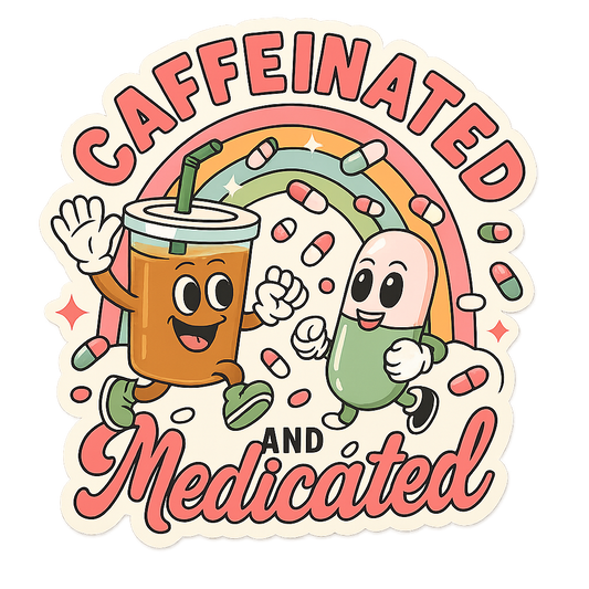 Sticker - caffeinated & medicated