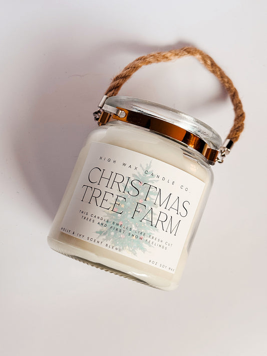 9oz (new) wicker handled candles - Holly & Ivy