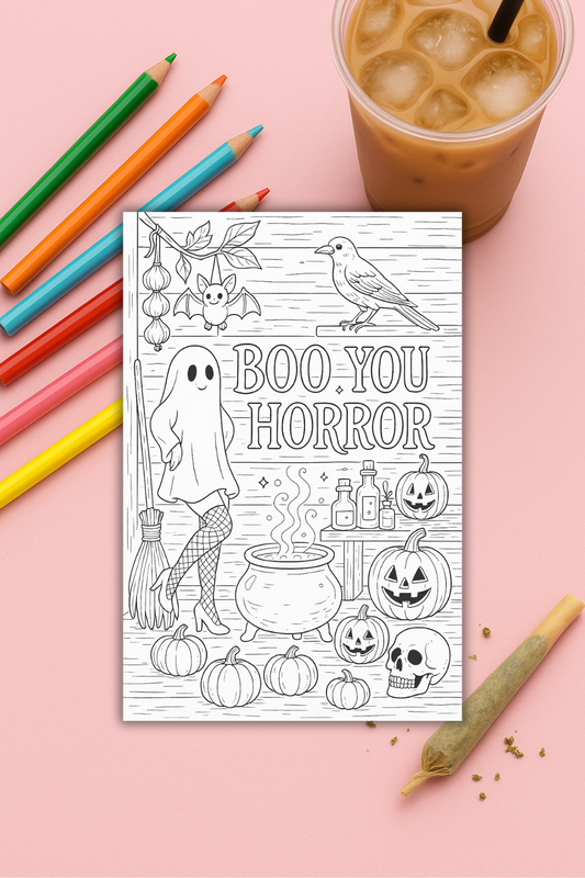 Colouring pages *DOWNLOAD OPTION AVAILABLE* - boo you horror