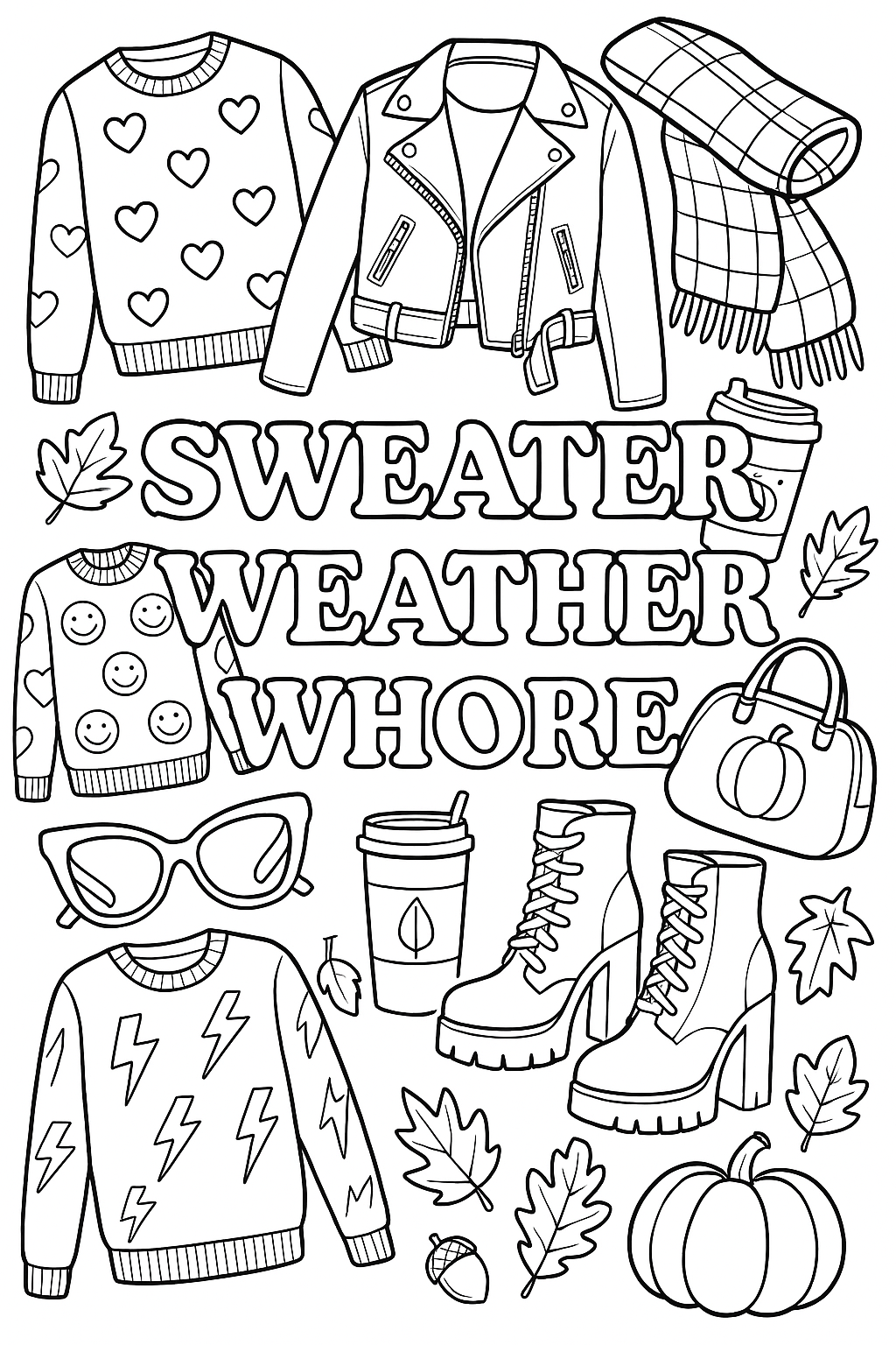 Colouring pages *DOWNLOAD OPTION AVAILABLE* - sweater weather wh*re