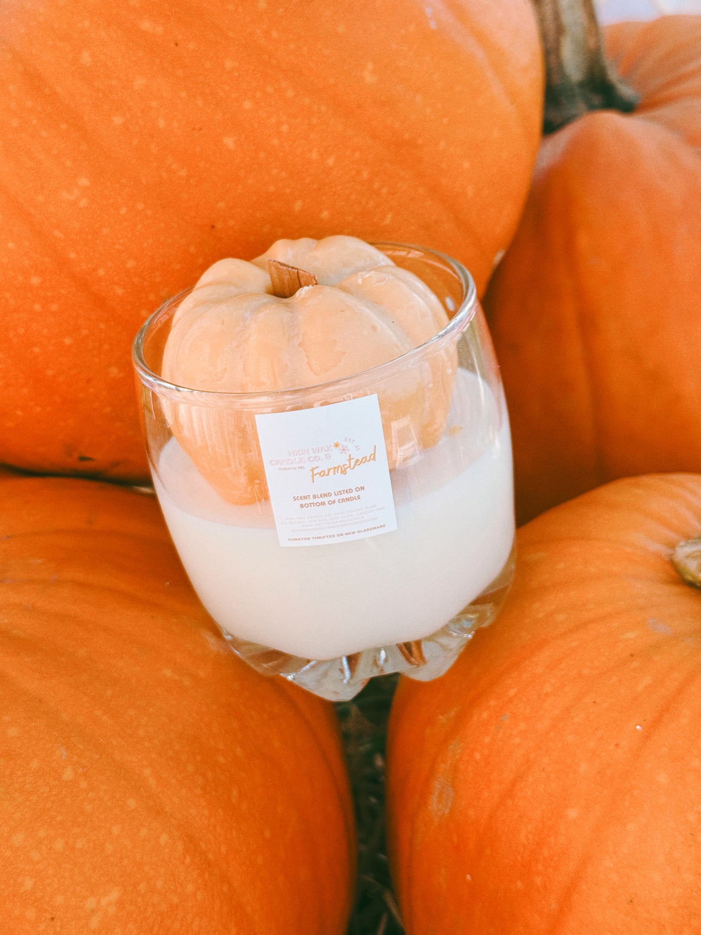 Thrifted glassware candles - pumpkin caramel