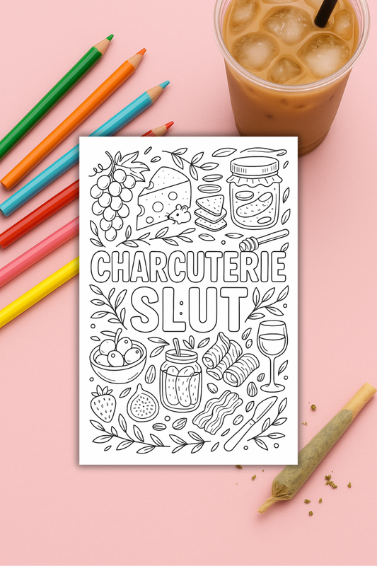 Colouring pages *DOWNLOAD OPTION AVAILABLE* - Charcuterie slut