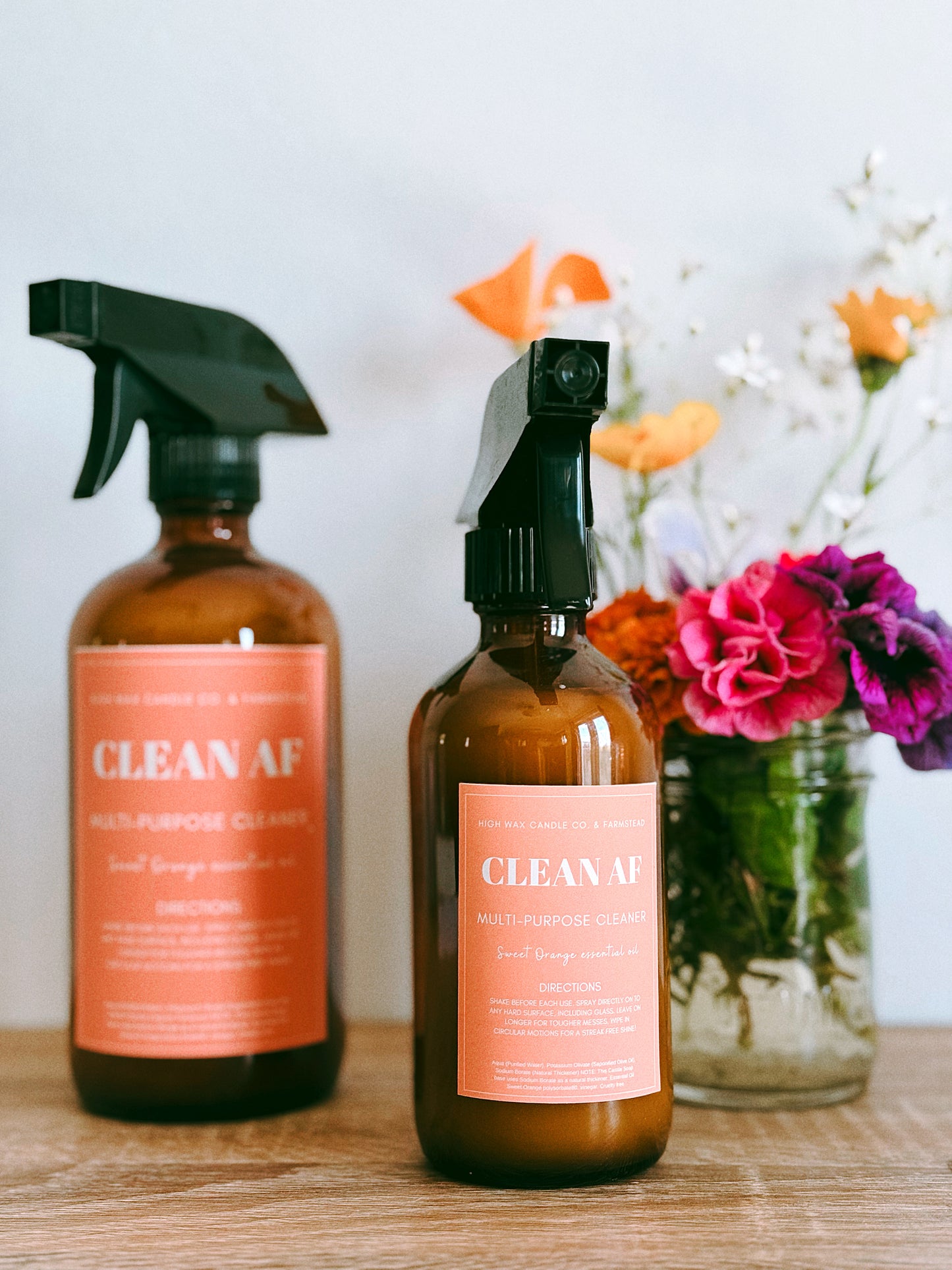 Multipurpose “CLEAN AF” cleaner - 16oz/8oz Orange citrus essential oil surface cleaner
