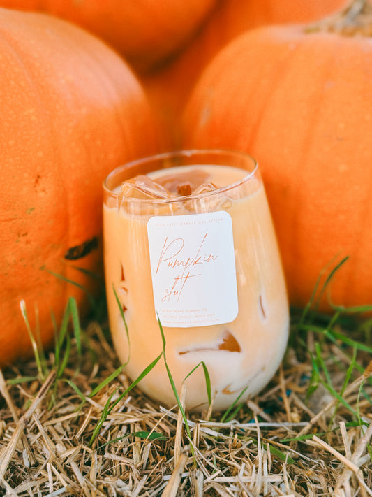 Thrifted glassware candles - pumpkin caramel