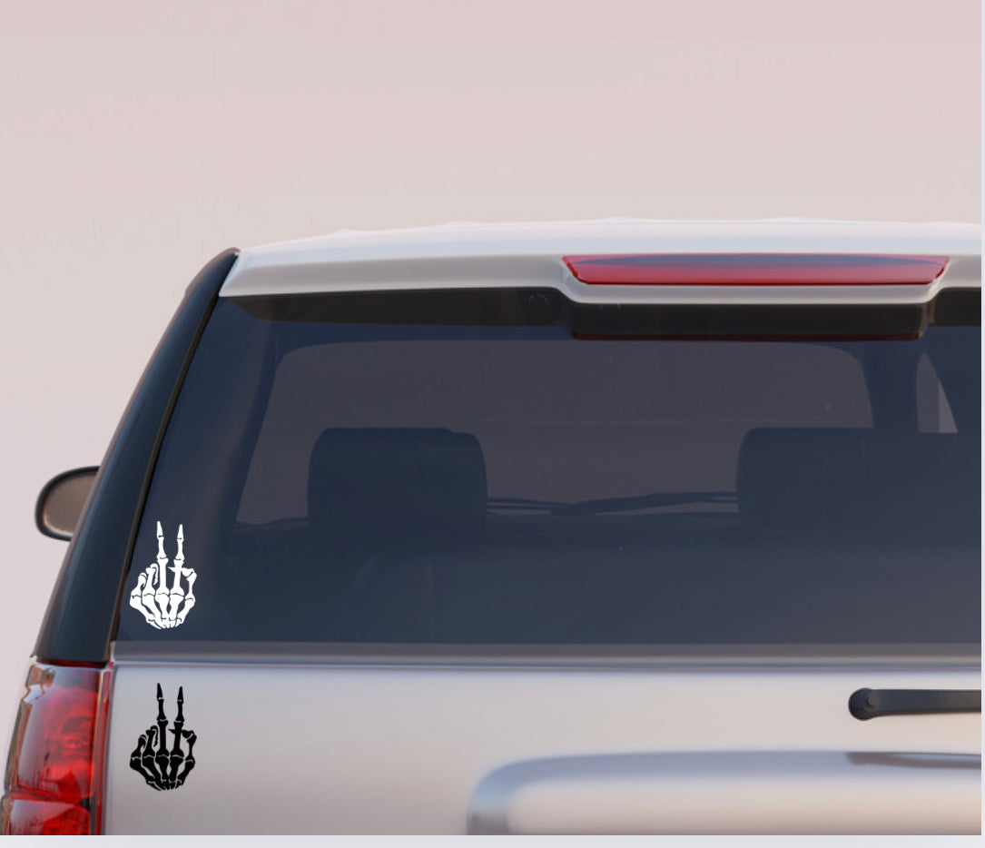 Vinyl vehicle decals - skeleton peace sign