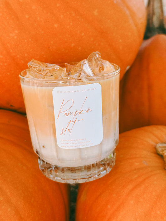 Thrifted glassware candles - pumpkin caramel