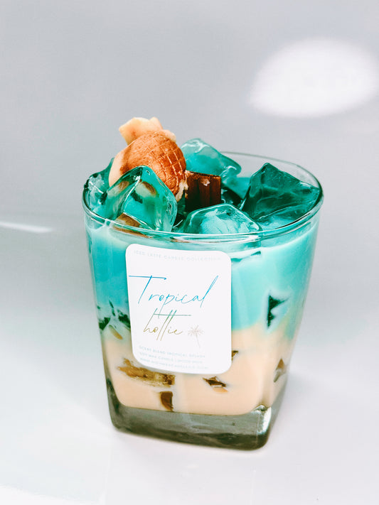 Thrifted glassware candles *iced latte style* - Tropical Splash