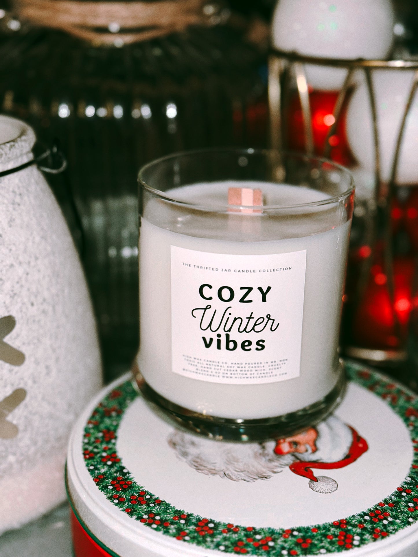 Thrifted glassware candles - gingersnap cookie