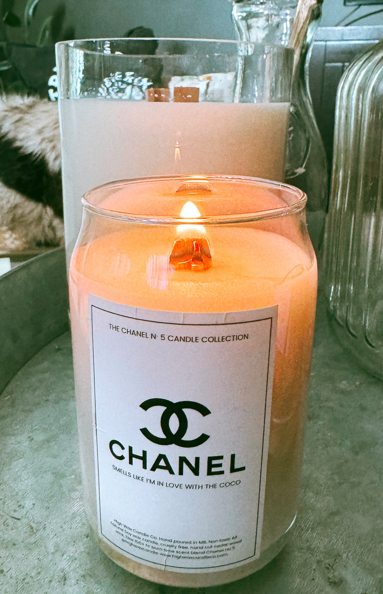 Curated new glassware - Chanel no 5 luxury candle